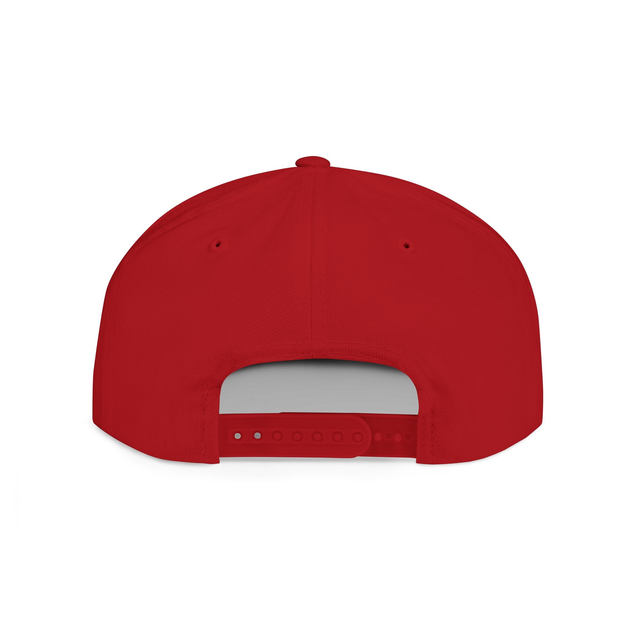 Flat Bill Snapback Hat — Red Heart Glitter Script Embroidered Cap