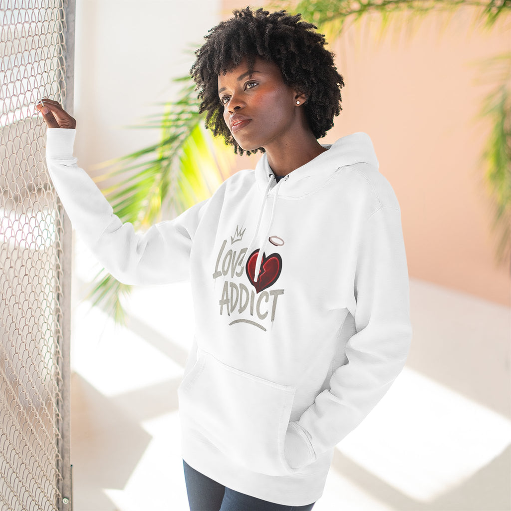 Hoodie - 'Lov3 Addict' Red Cupid Graphic Fleece Hoodie