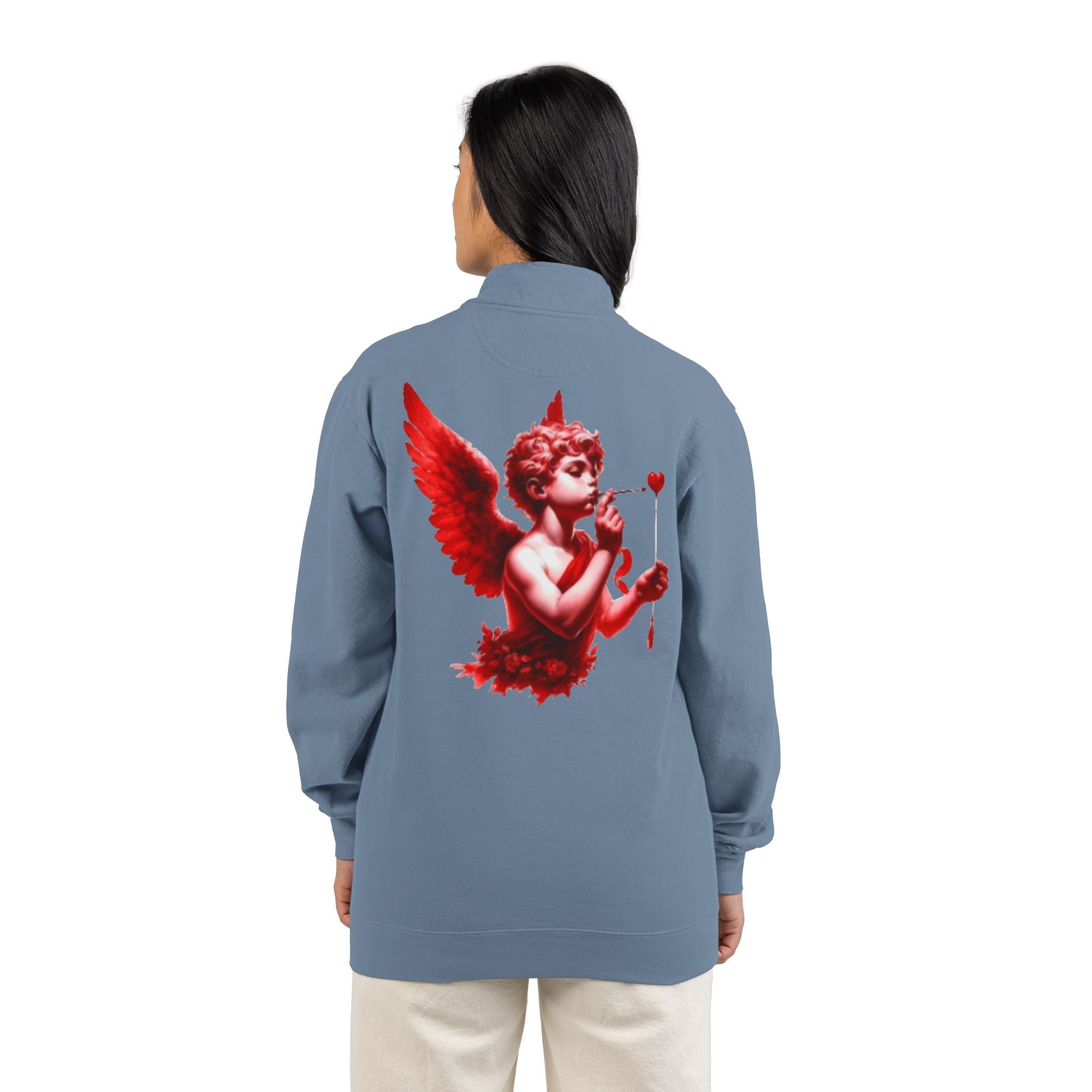 Cupid Cherub Quarter-Zip Sweatshirt — Lov3 Addict Graphic Pullover