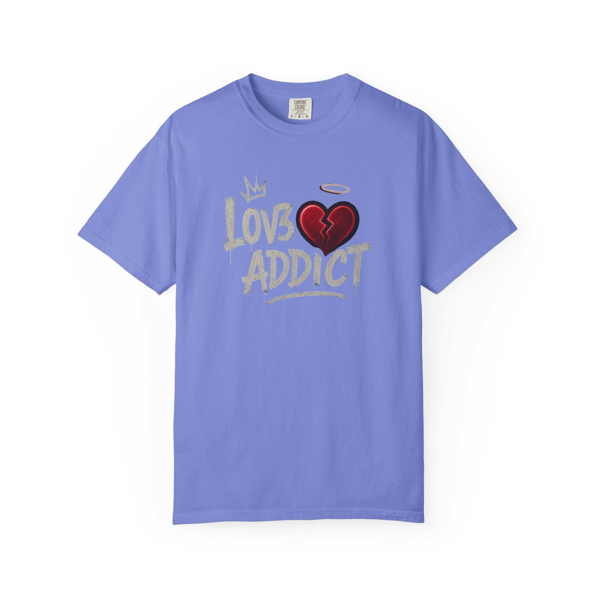 Lov3 Addict broken heart graphic T-Shirt | hand-drawn graffiti heart tee