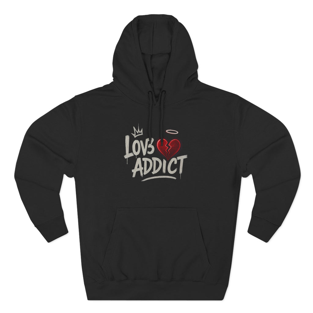 Hoodie - 'Lov3 Addict' Red Cupid Graphic Fleece Hoodie