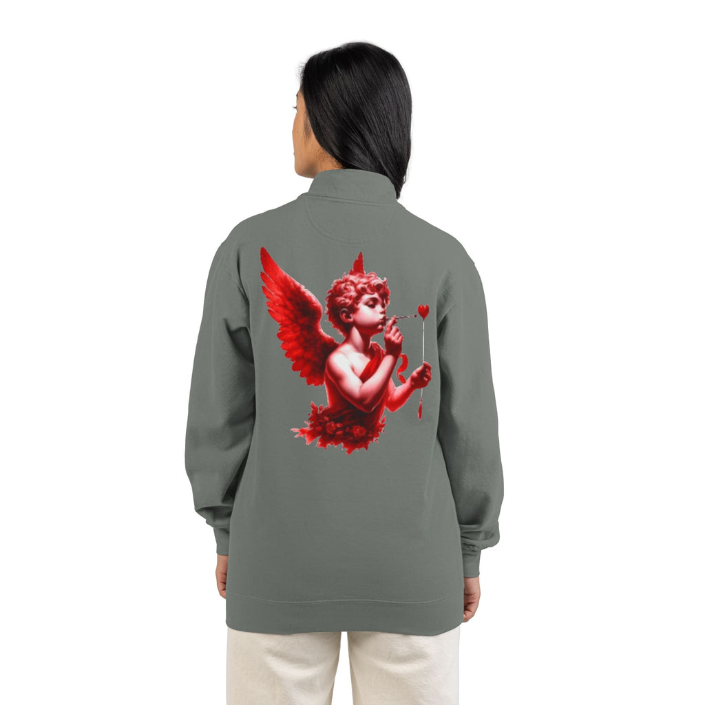 Cupid Cherub Quarter-Zip Sweatshirt — Lov3 Addict Graphic Pullover