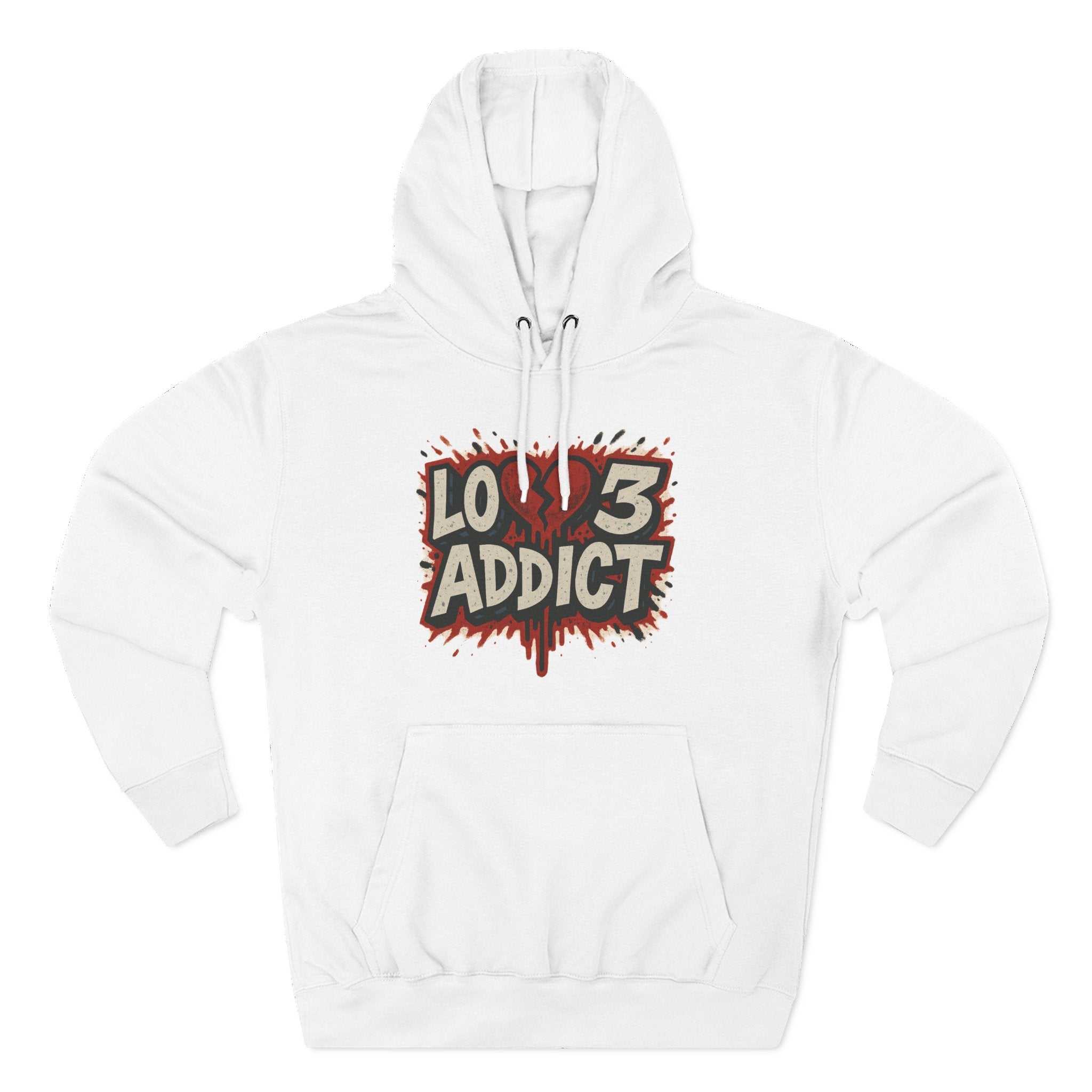 Hoodie - 'Lov3 Addict' Red Cupid Graphic Fleece Hoodie