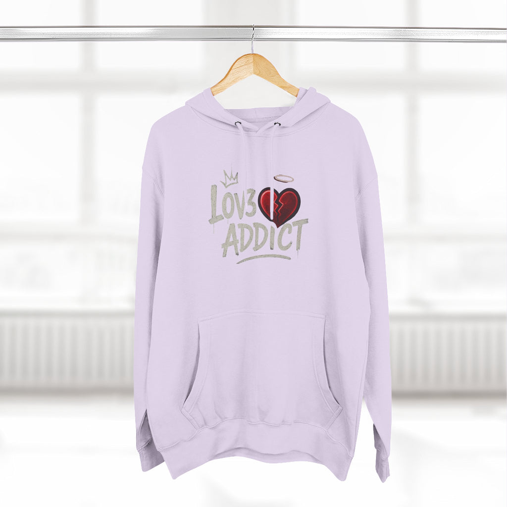 Hoodie - 'Lov3 Addict' Red Cupid Graphic Fleece Hoodie