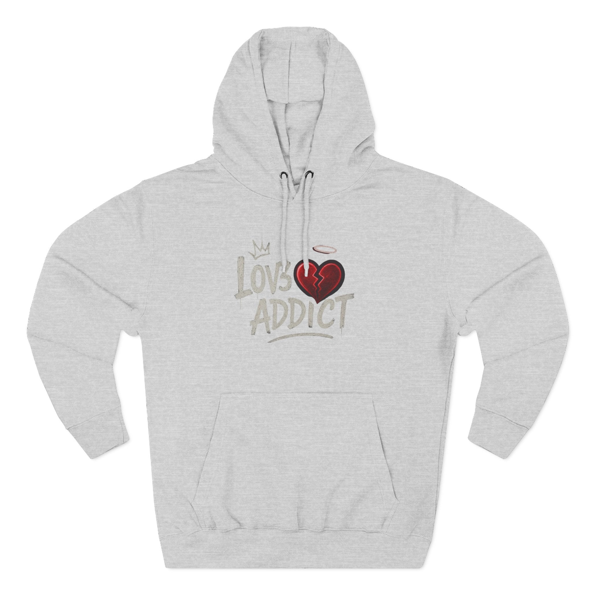 Hoodie - 'Lov3 Addict' Red Cupid Graphic Fleece Hoodie