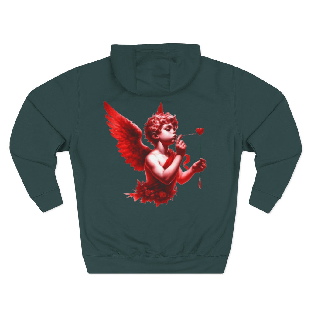 Hoodie - 'Lov3 Addict' Red Cupid Graphic Fleece Hoodie