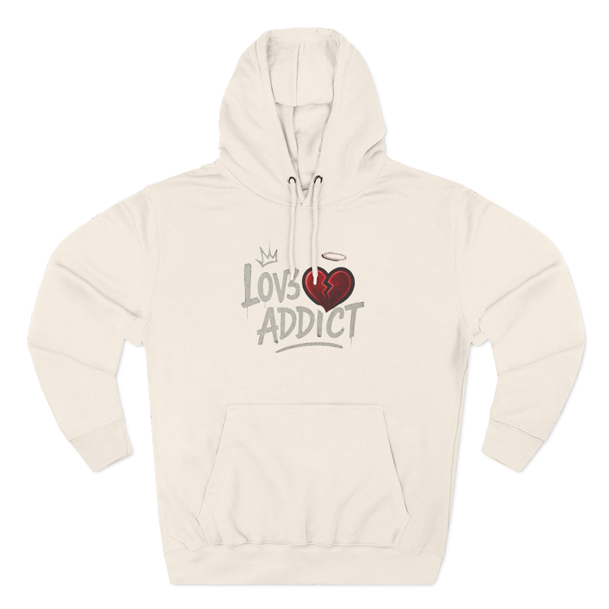 Hoodie - 'Lov3 Addict' Red Cupid Graphic Fleece Hoodie