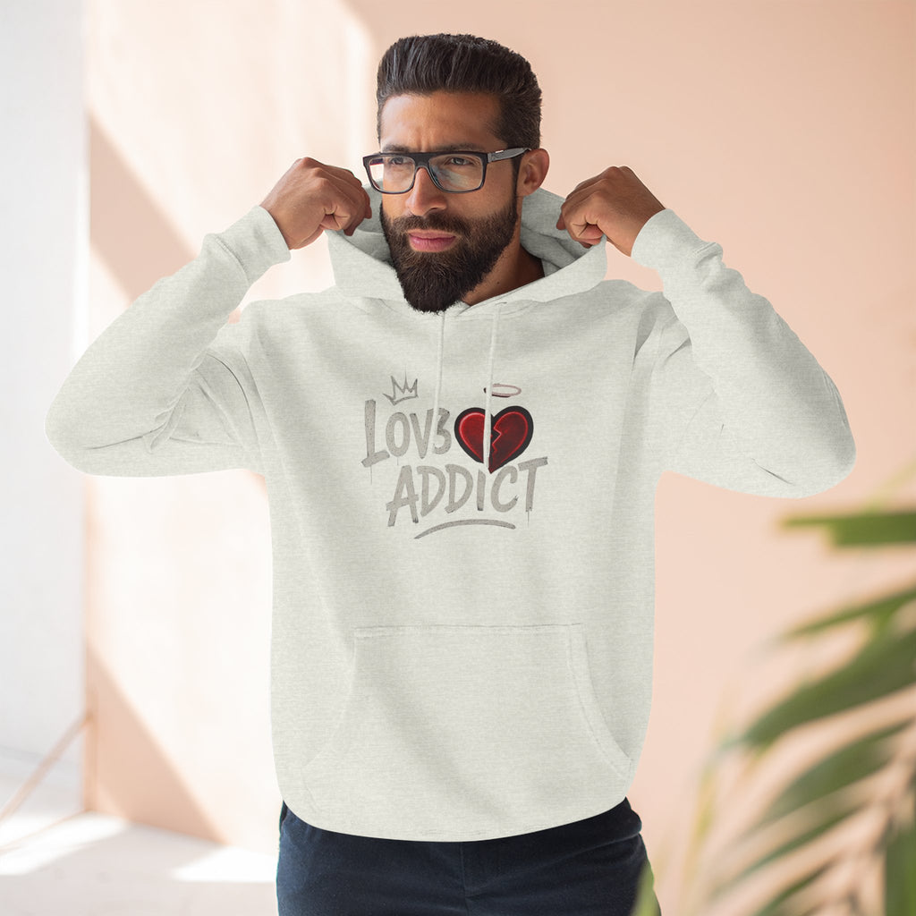 Hoodie - 'Lov3 Addict' Red Cupid Graphic Fleece Hoodie