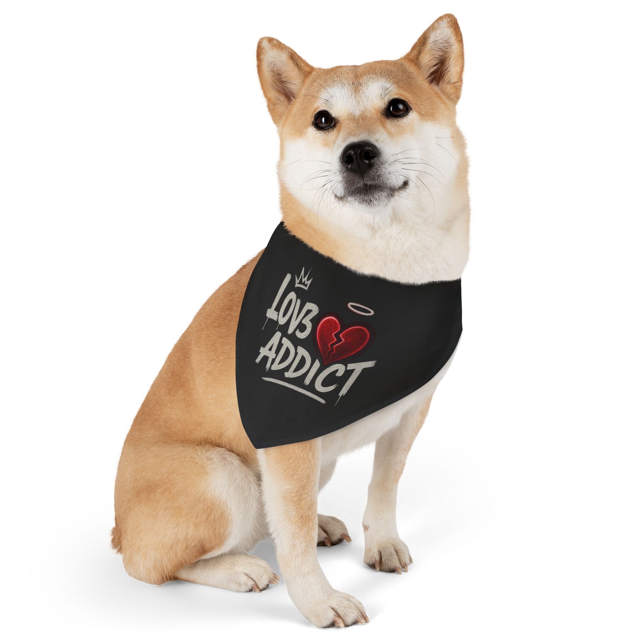 Lov3 Addict Pet Bandana Collar — Heart & Graffiti Dog Scarf