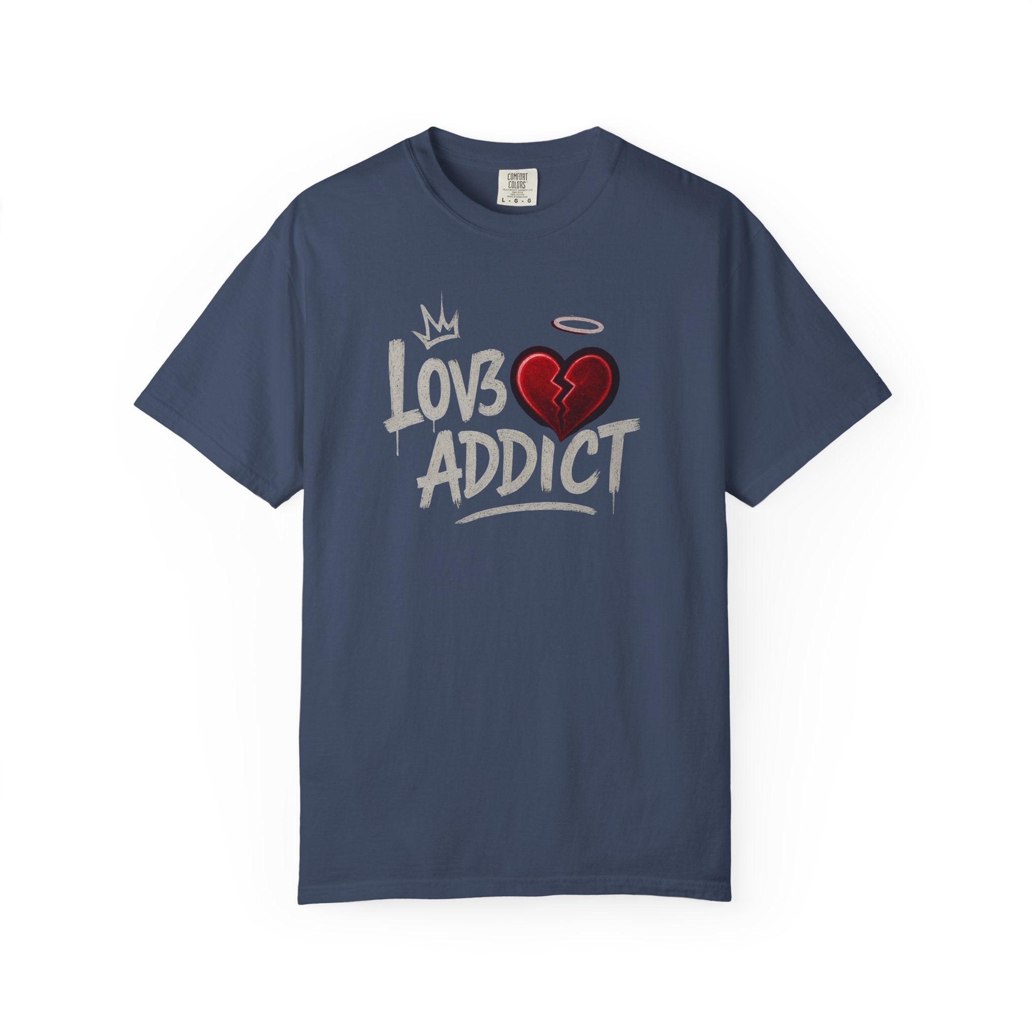 Lov3 Addict broken heart graphic T-Shirt | hand-drawn graffiti heart tee