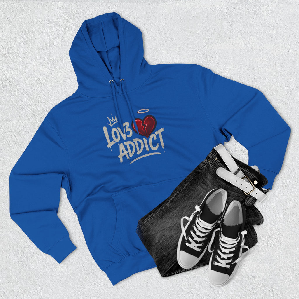 Hoodie - 'Lov3 Addict' Red Cupid Graphic Fleece Hoodie