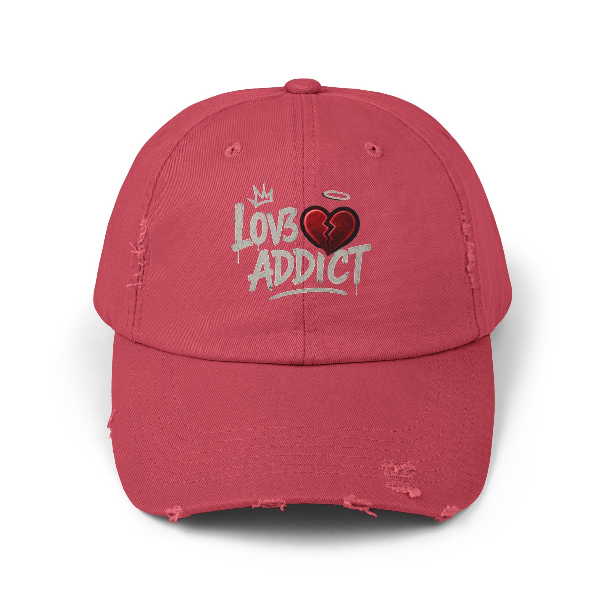 Lov3 Addict Distressed Cap – Broken Heart Graphic Dad Hat