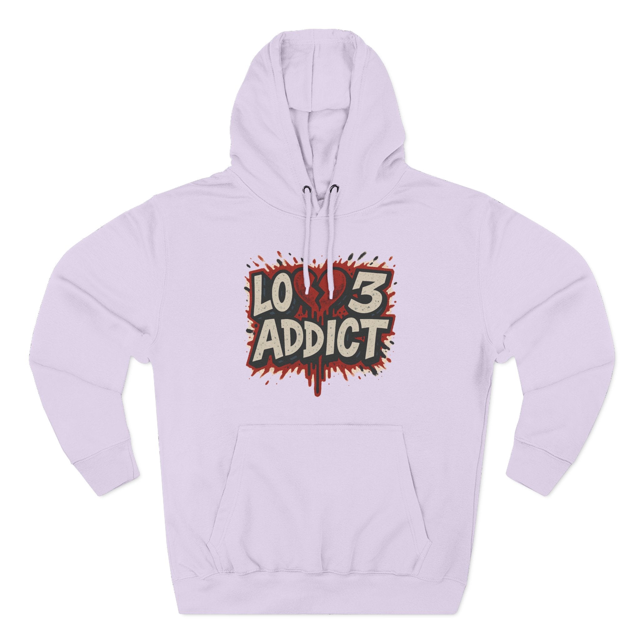Hoodie - 'Lov3 Addict' Red Cupid Graphic Fleece Hoodie