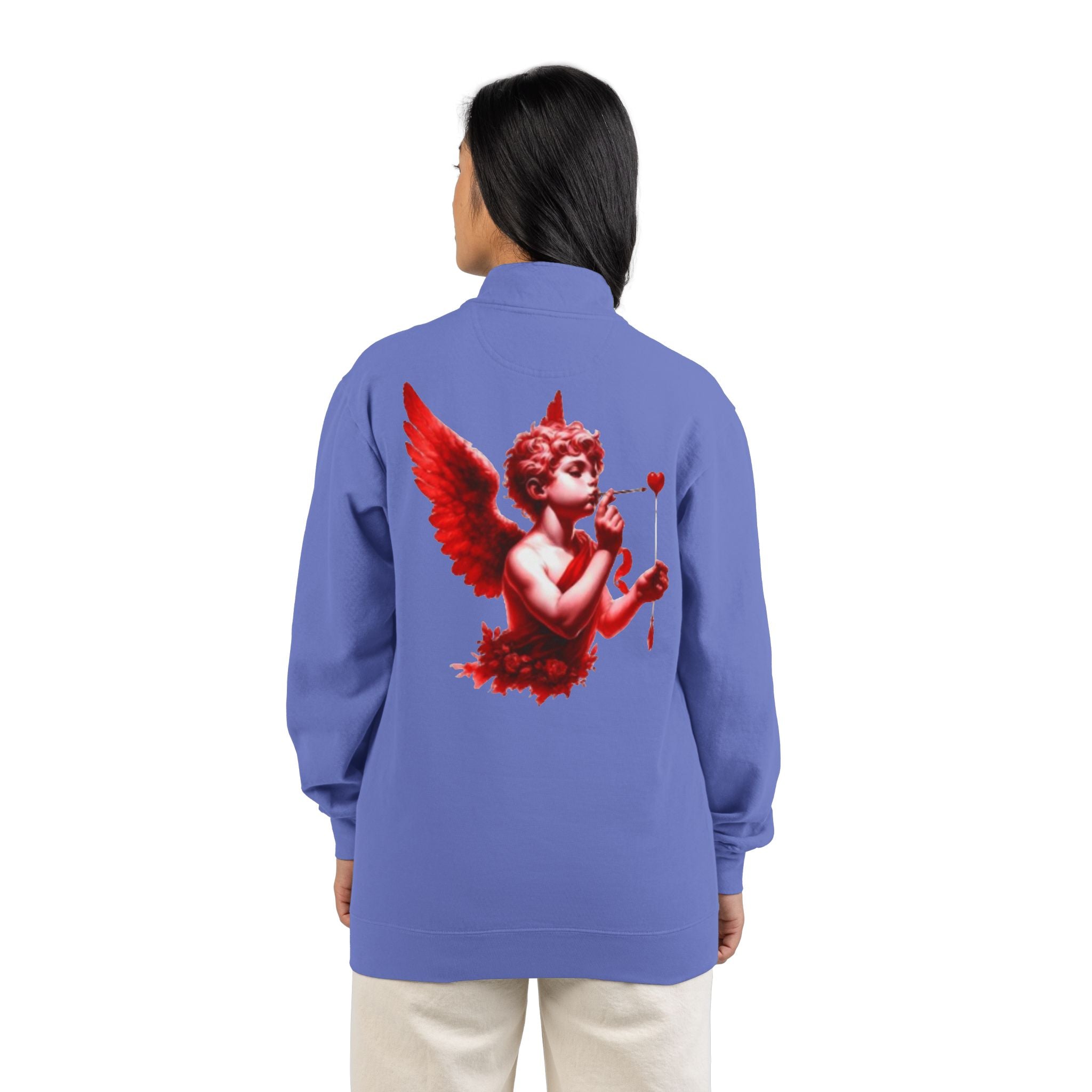 Cupid Cherub Quarter-Zip Sweatshirt — Lov3 Addict Graphic Pullover