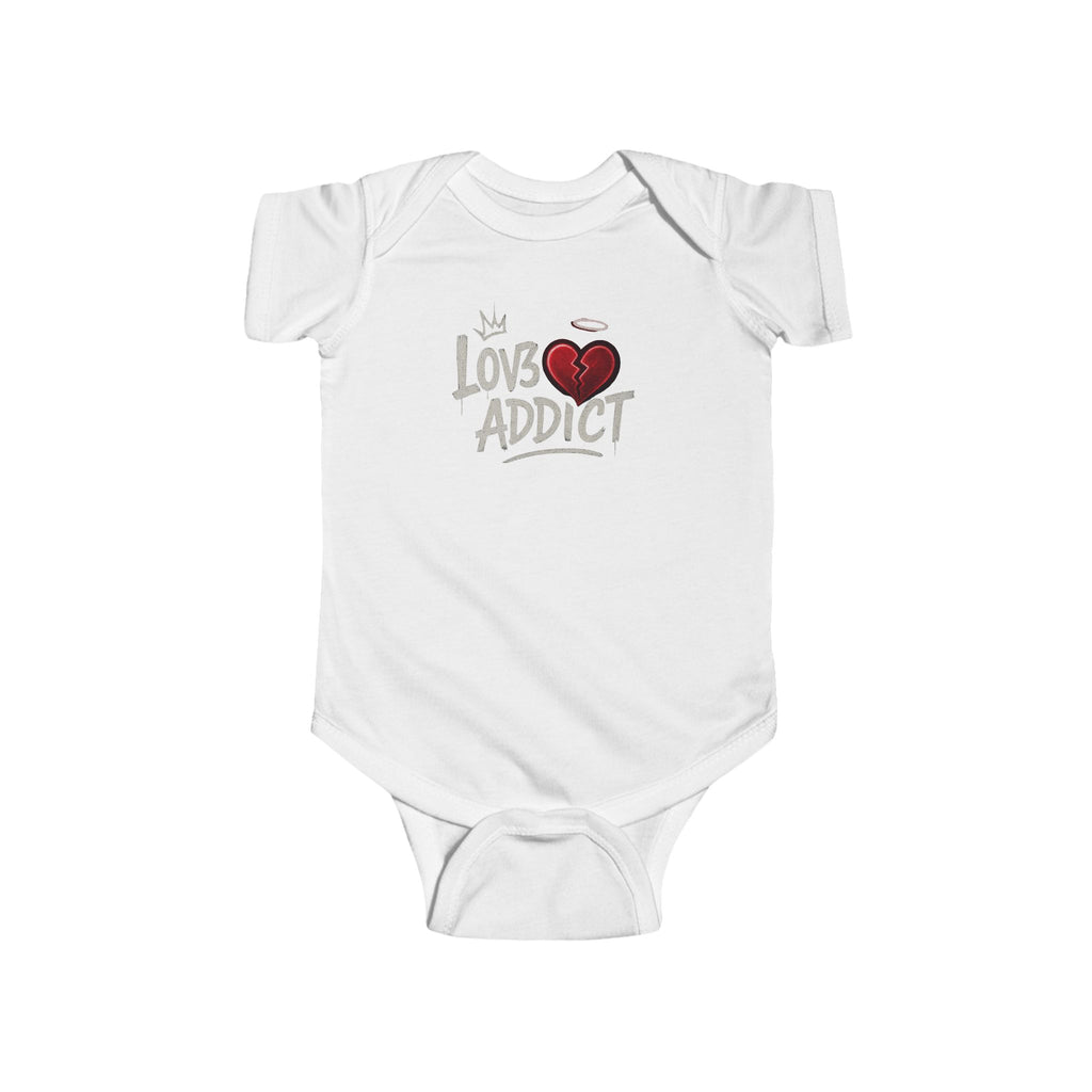 Infant Bodysuit "Lov3 Addict" Heart Graphic — Cute Baby Onesie Gift