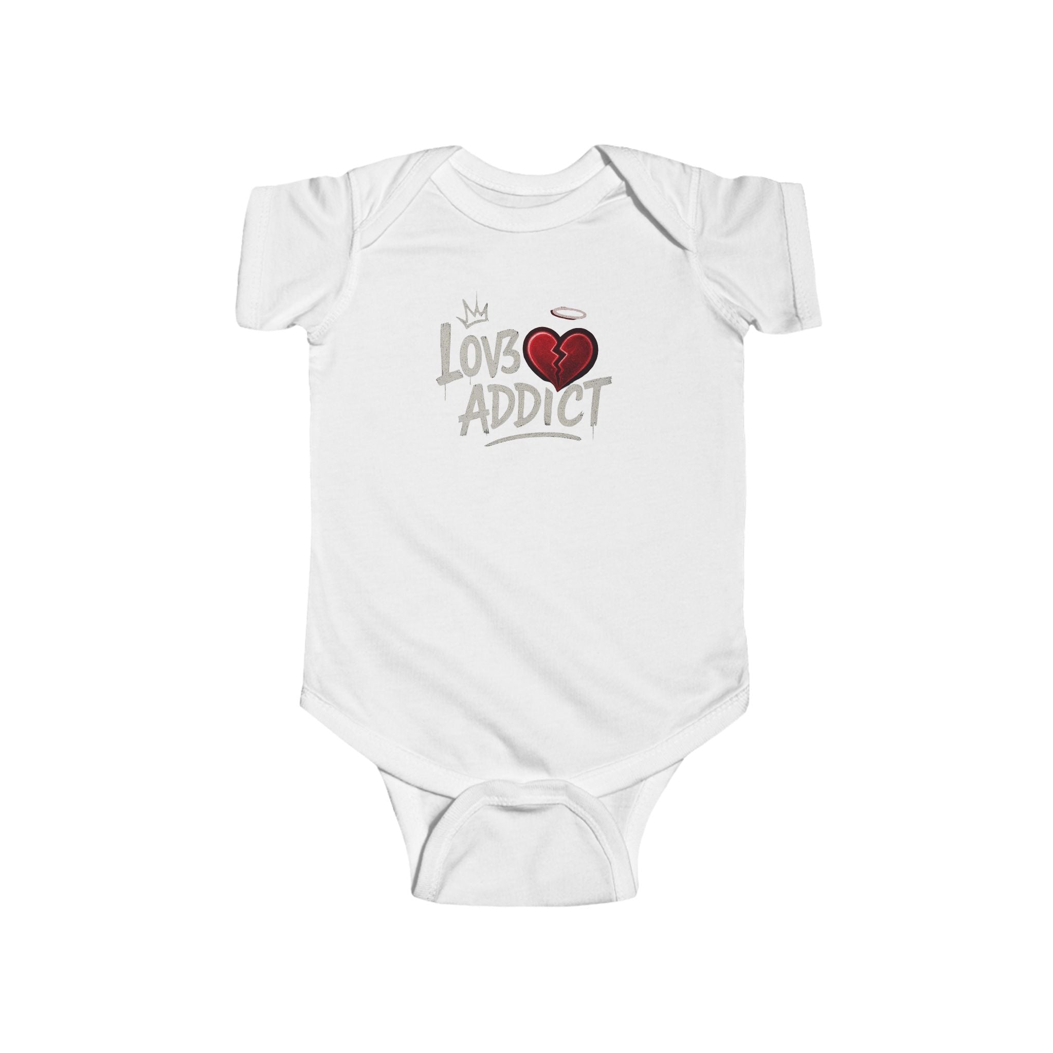 Infant Bodysuit "Lov3 Addict" Heart Graphic — Cute Baby Onesie Gift