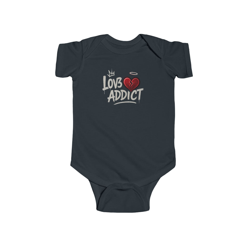 Infant Bodysuit "Lov3 Addict" Heart Graphic — Cute Baby Onesie Gift