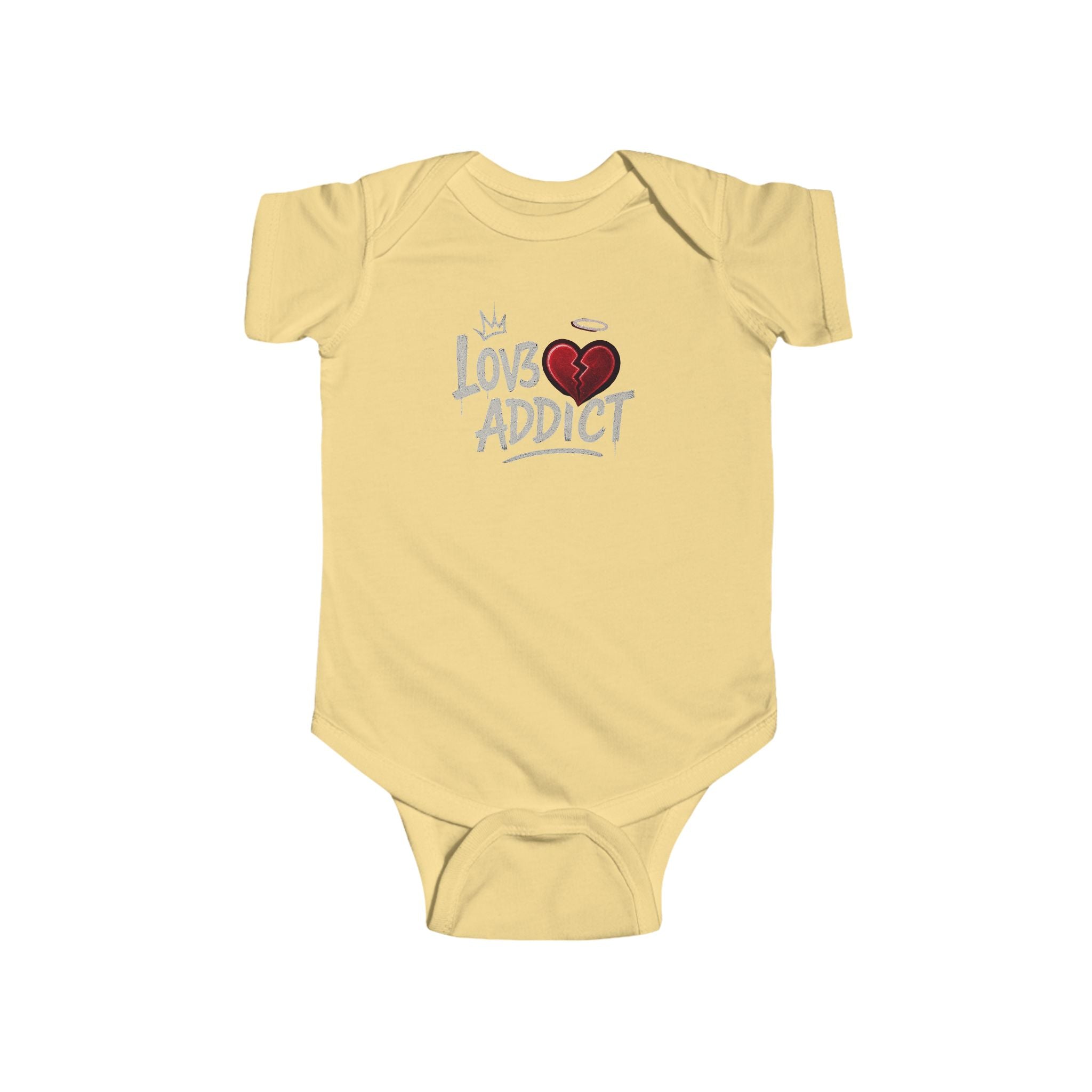 Infant Bodysuit "Lov3 Addict" Heart Graphic — Cute Baby Onesie Gift