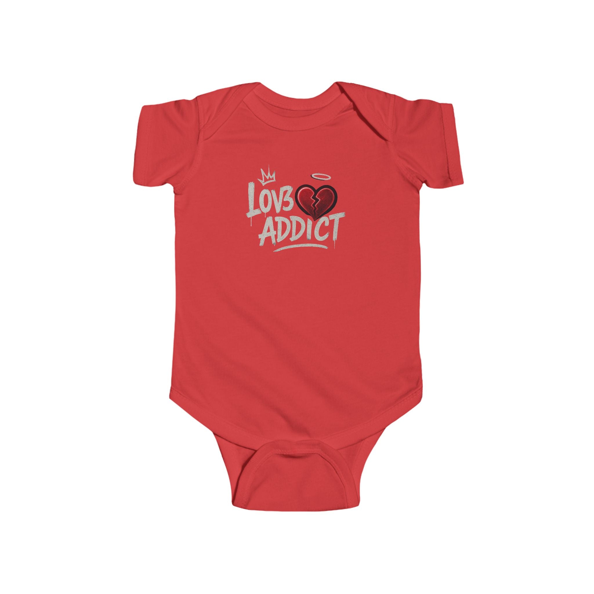 Infant Bodysuit "Lov3 Addict" Heart Graphic — Cute Baby Onesie Gift