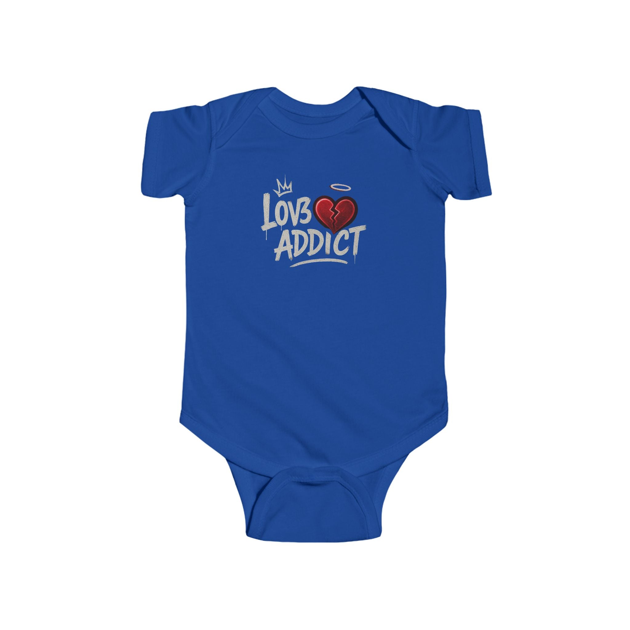 Infant Bodysuit "Lov3 Addict" Heart Graphic — Cute Baby Onesie Gift