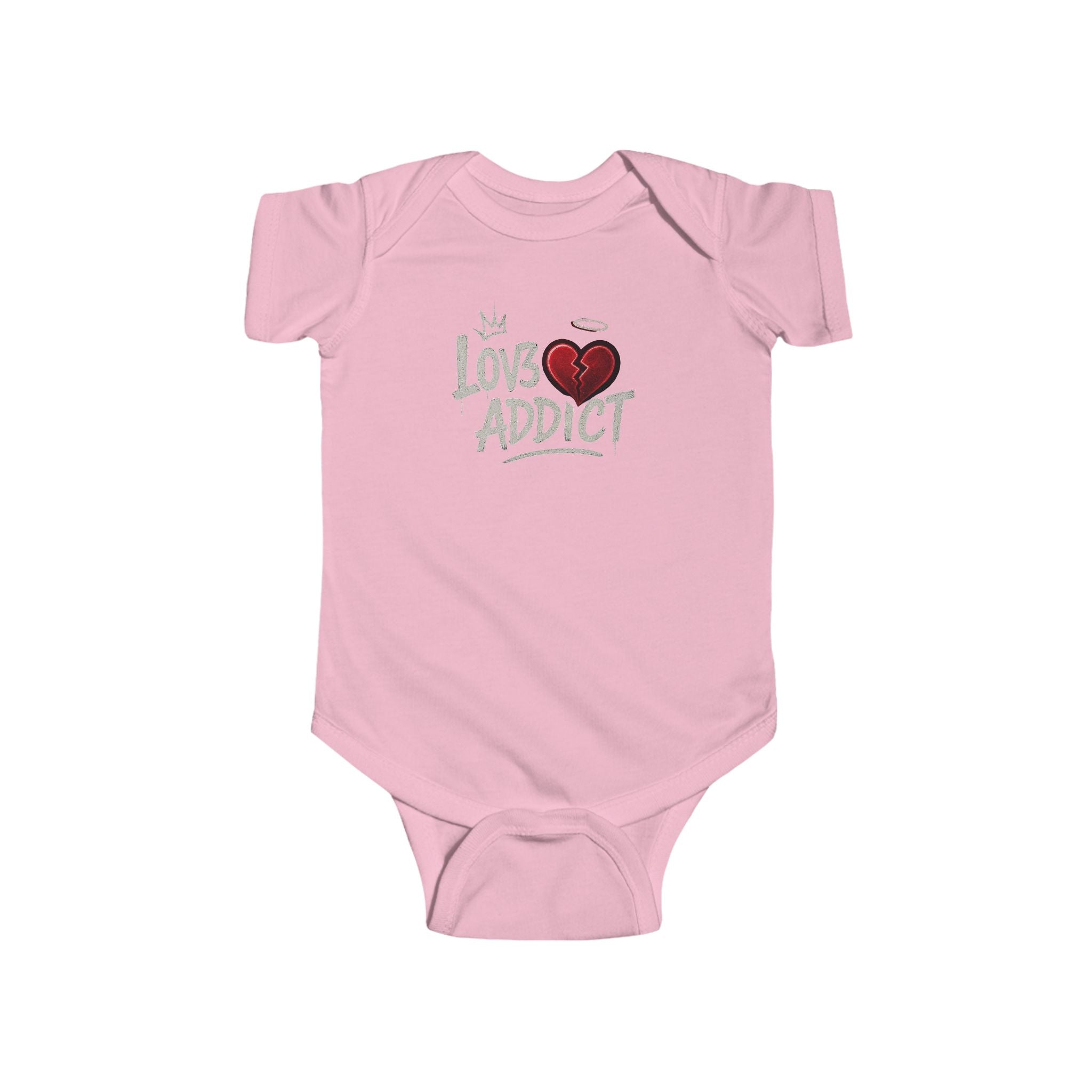 Infant Bodysuit "Lov3 Addict" Heart Graphic — Cute Baby Onesie Gift
