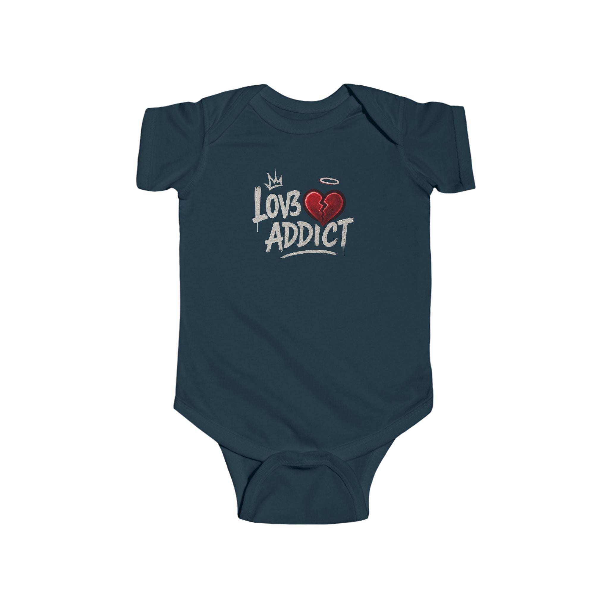 Infant Bodysuit "Lov3 Addict" Heart Graphic — Cute Baby Onesie Gift