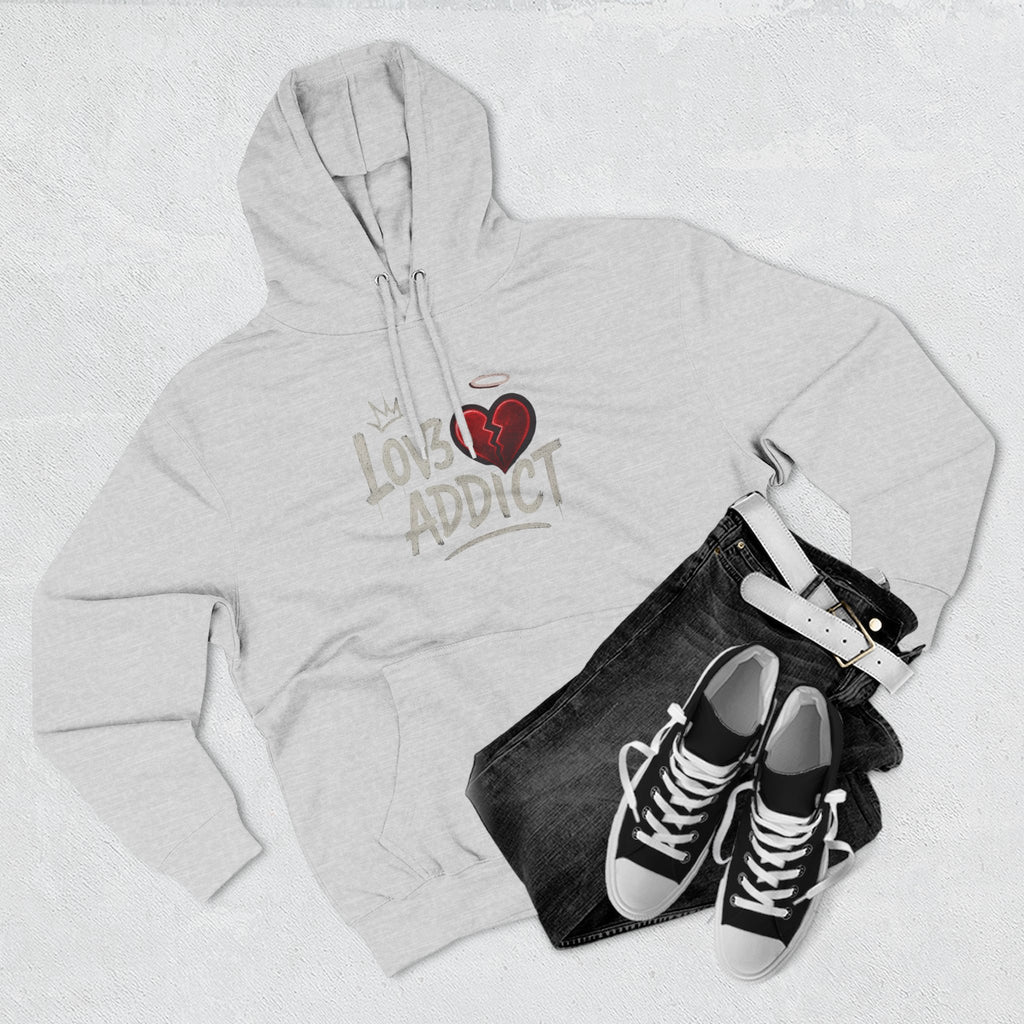 Hoodie - 'Lov3 Addict' Red Cupid Graphic Fleece Hoodie