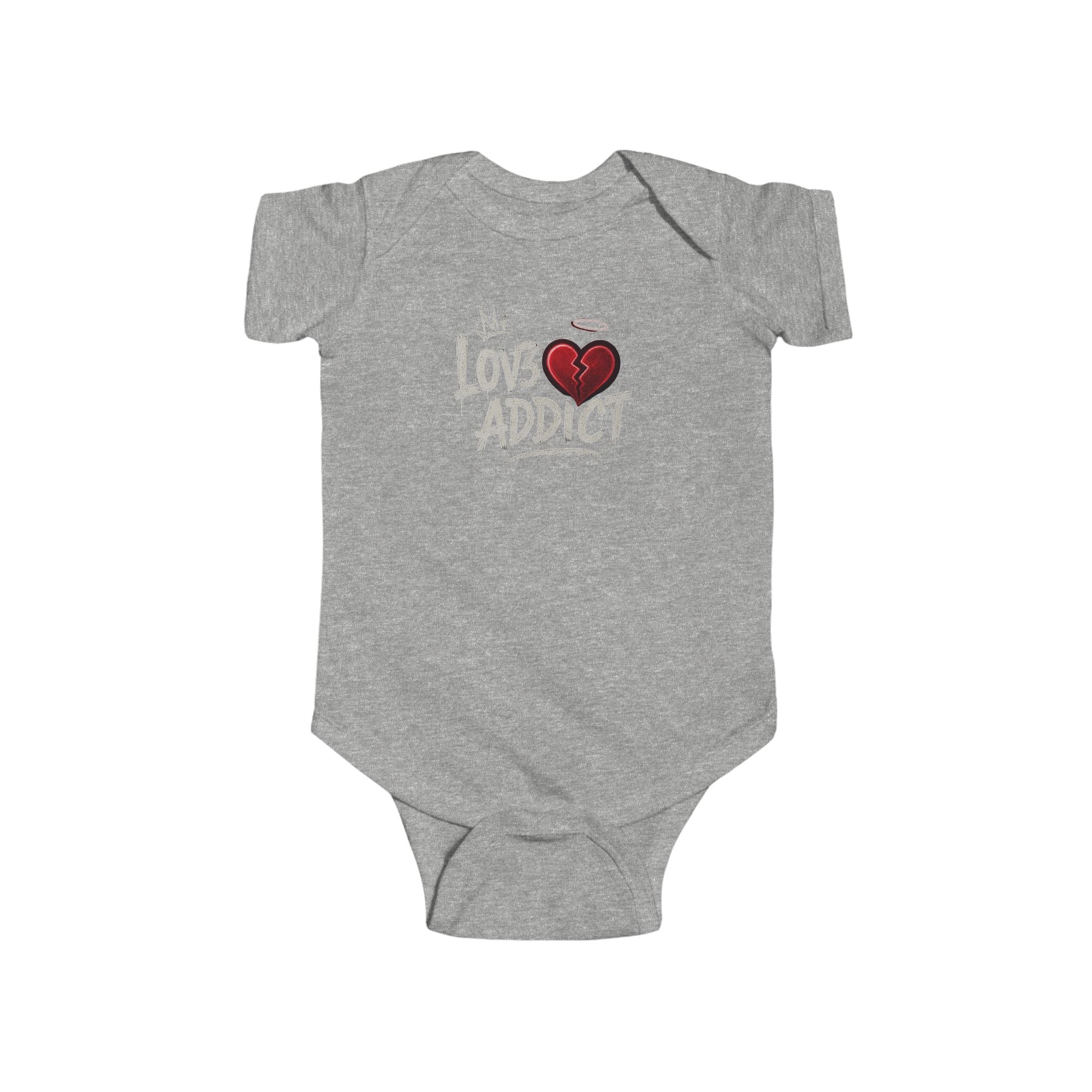 Infant Bodysuit "Lov3 Addict" Heart Graphic — Cute Baby Onesie Gift