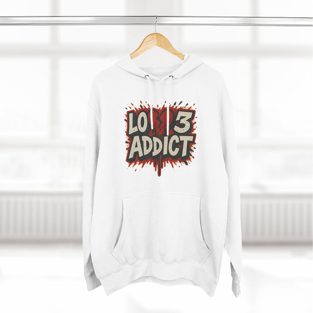 Hoodie - 'Lov3 Addict' Red Cupid Graphic Fleece Hoodie