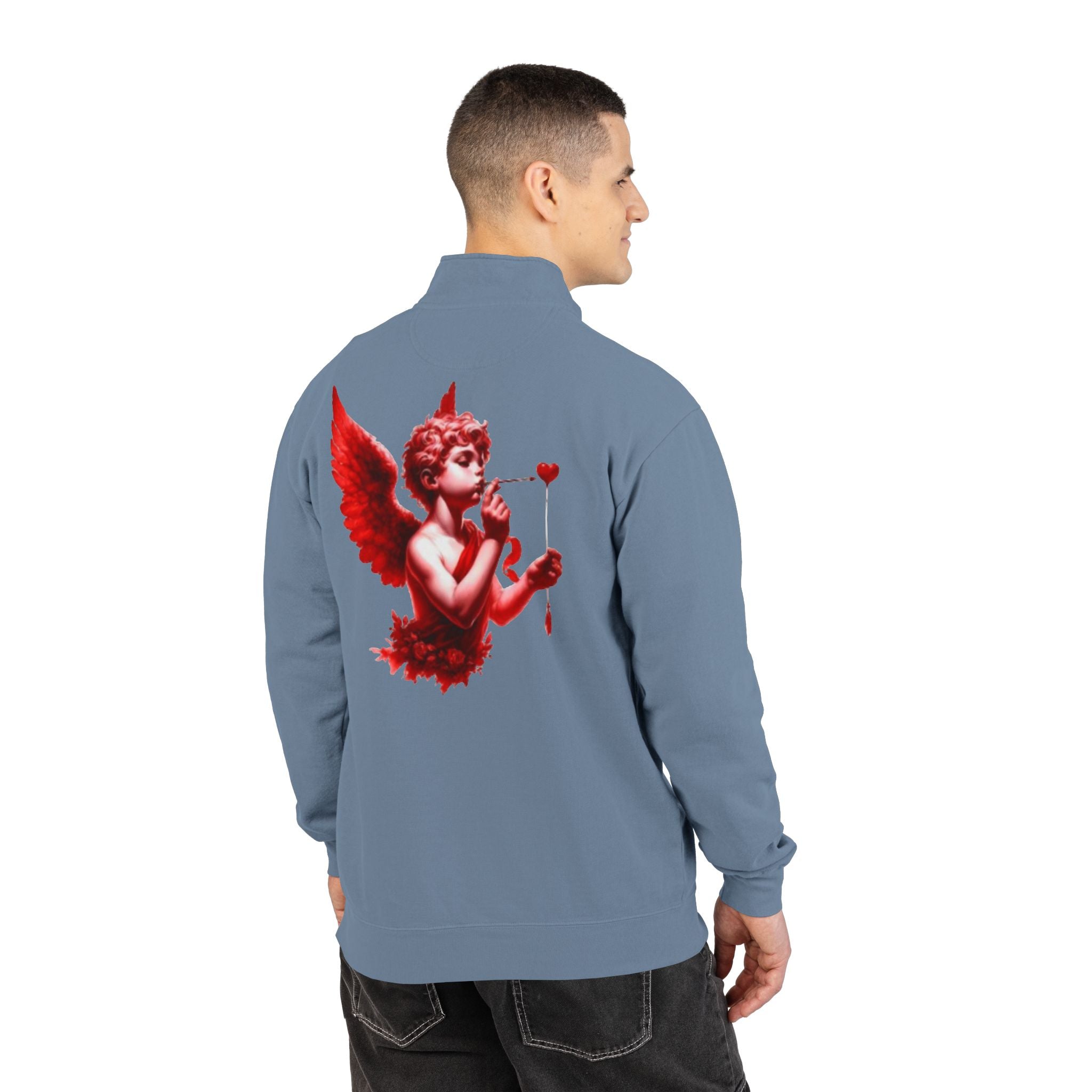 Cupid Cherub Quarter-Zip Sweatshirt — Lov3 Addict Graphic Pullover