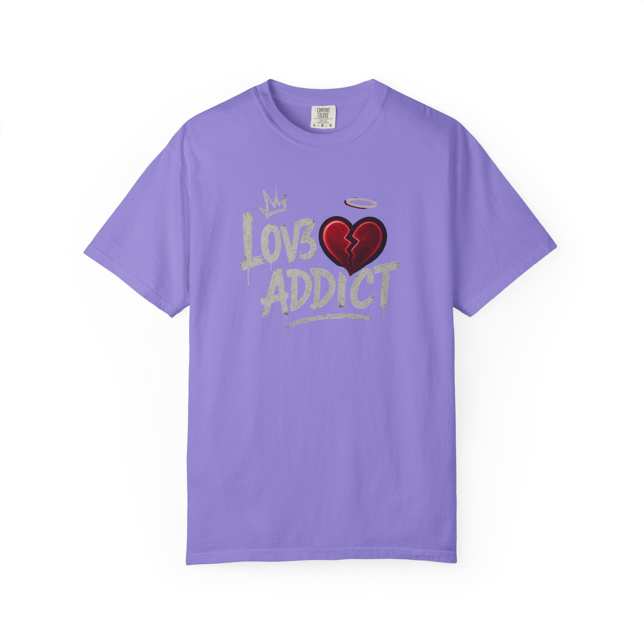 Lov3 Addict broken heart graphic T-Shirt | hand-drawn graffiti heart tee