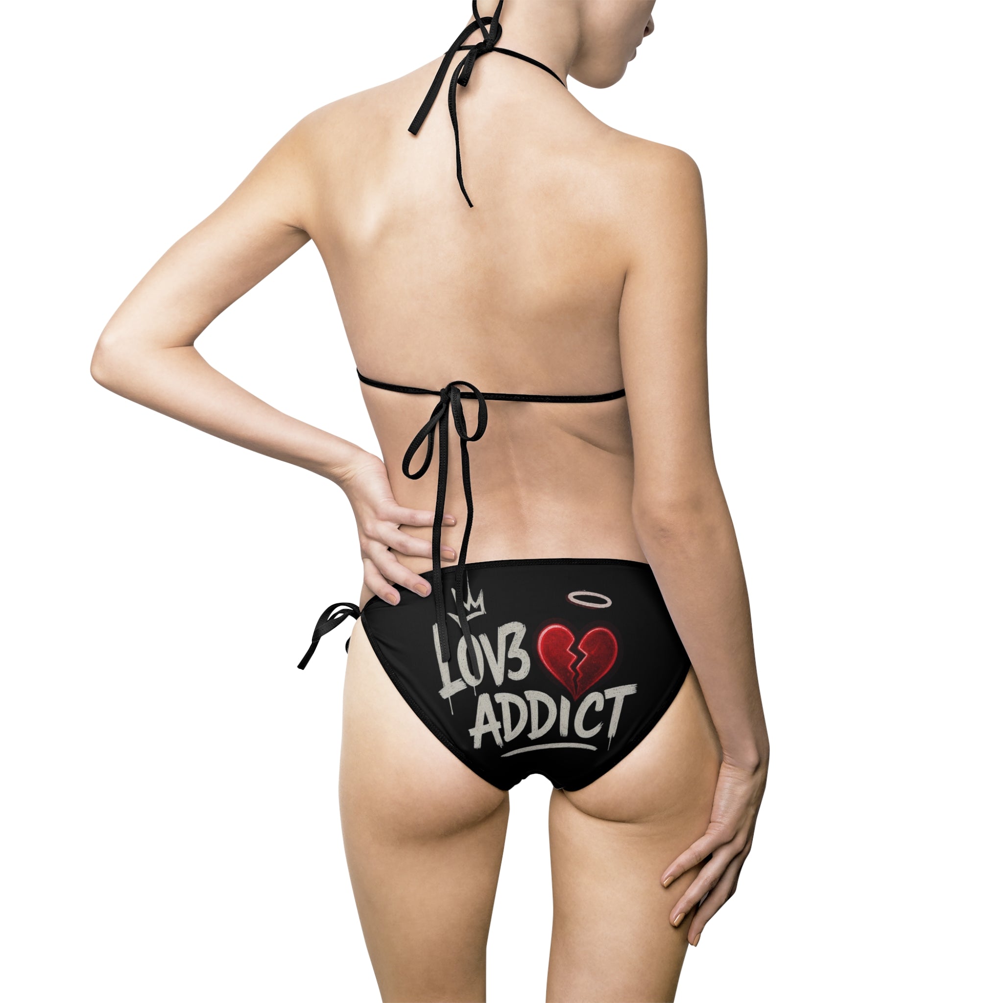 Lov3 Addict Bikini — Black & Red Tie-Side Women's Swimsuit
