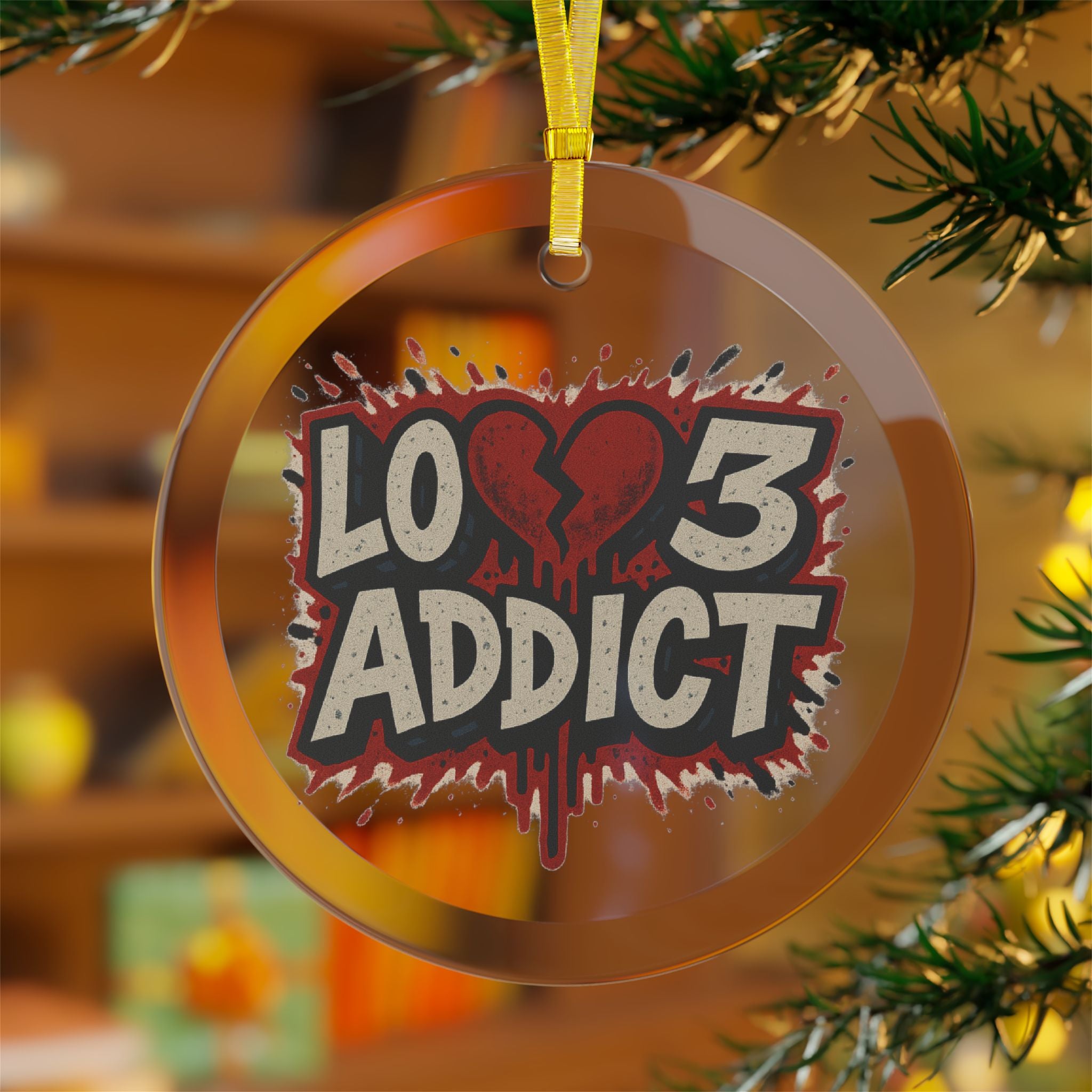 Lov3 Addict Glass Ornaments