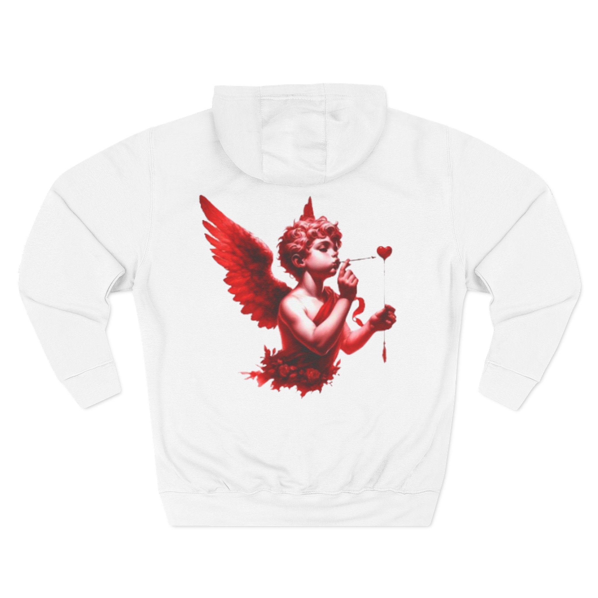 Hoodie - 'Lov3 Addict' Red Cupid Graphic Fleece Hoodie