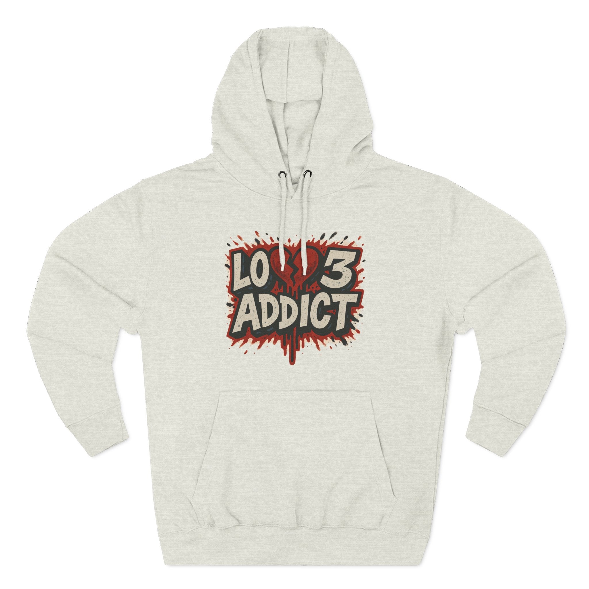 Hoodie - 'Lov3 Addict' Red Cupid Graphic Fleece Hoodie