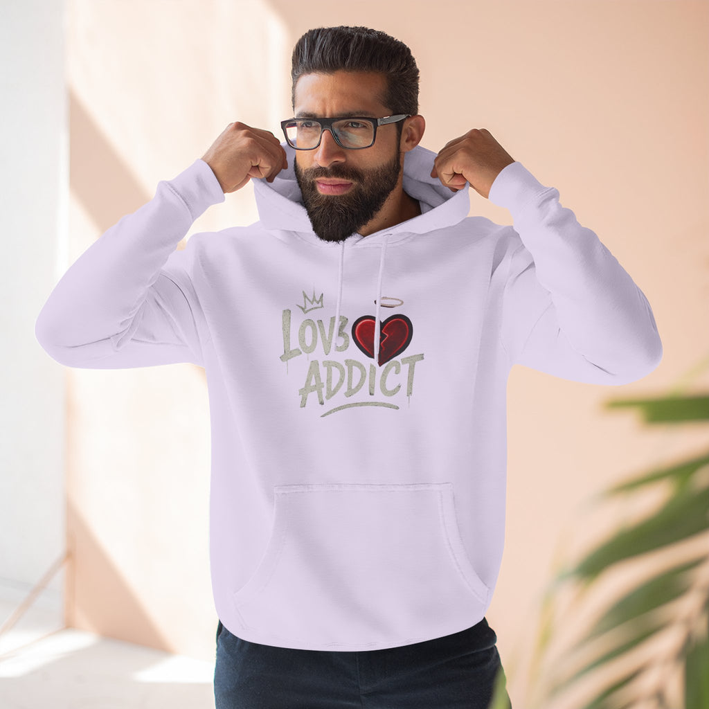Hoodie - 'Lov3 Addict' Red Cupid Graphic Fleece Hoodie
