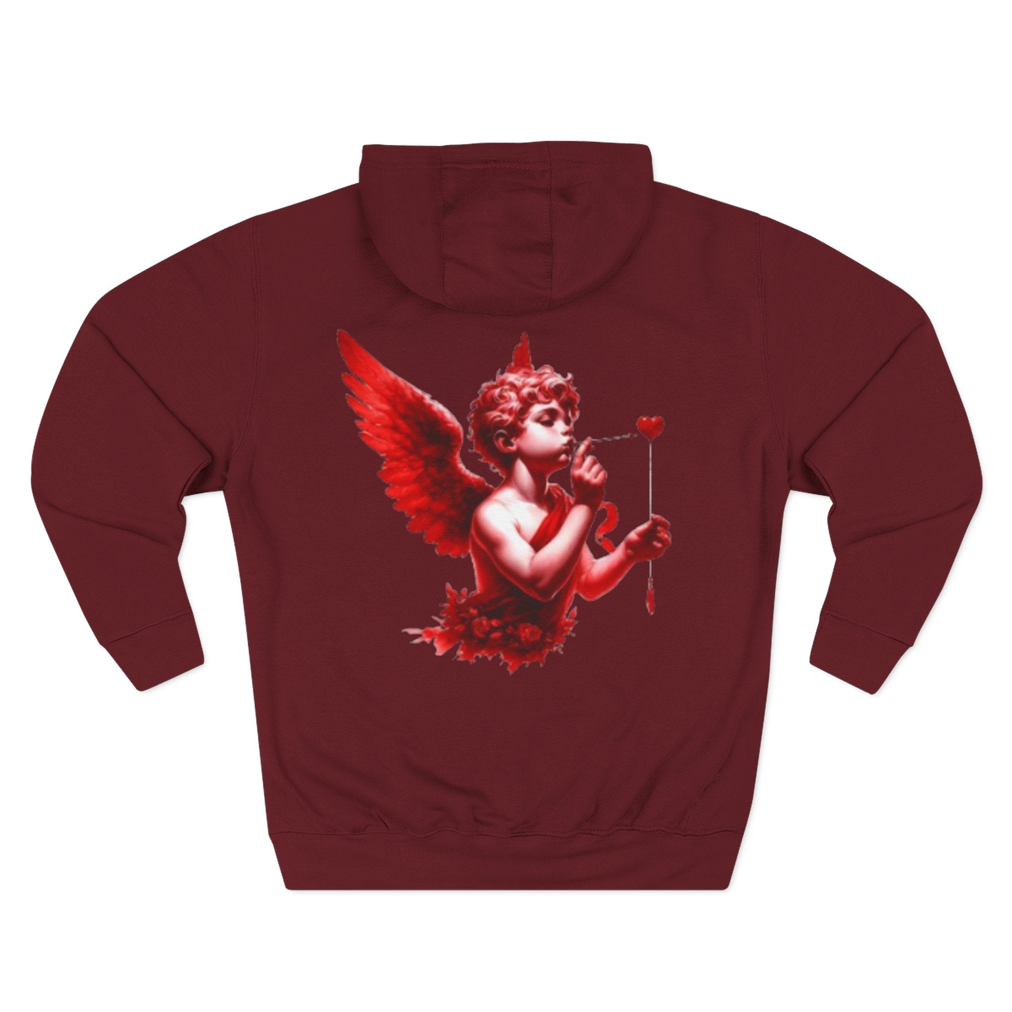 Hoodie - 'Lov3 Addict' Red Cupid Graphic Fleece Hoodie