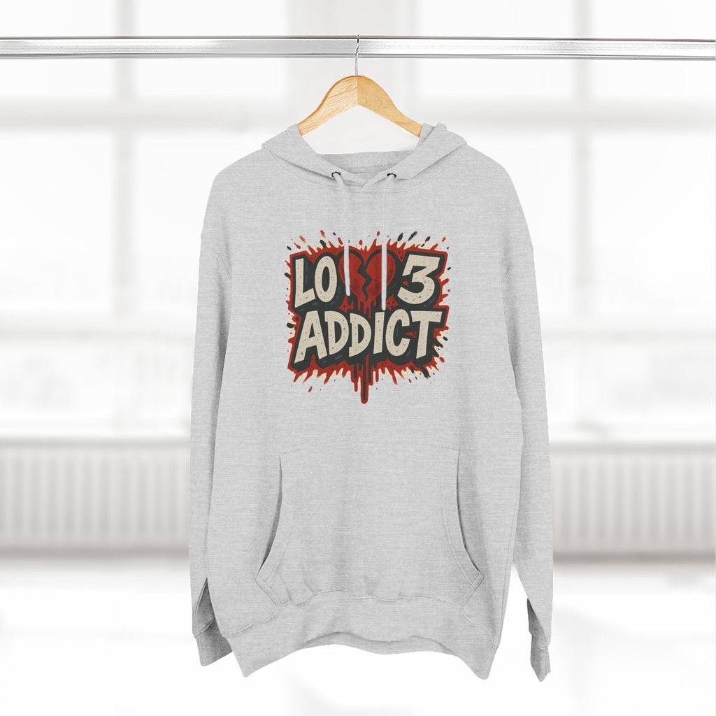 Hoodie - 'Lov3 Addict' Red Cupid Graphic Fleece Hoodie