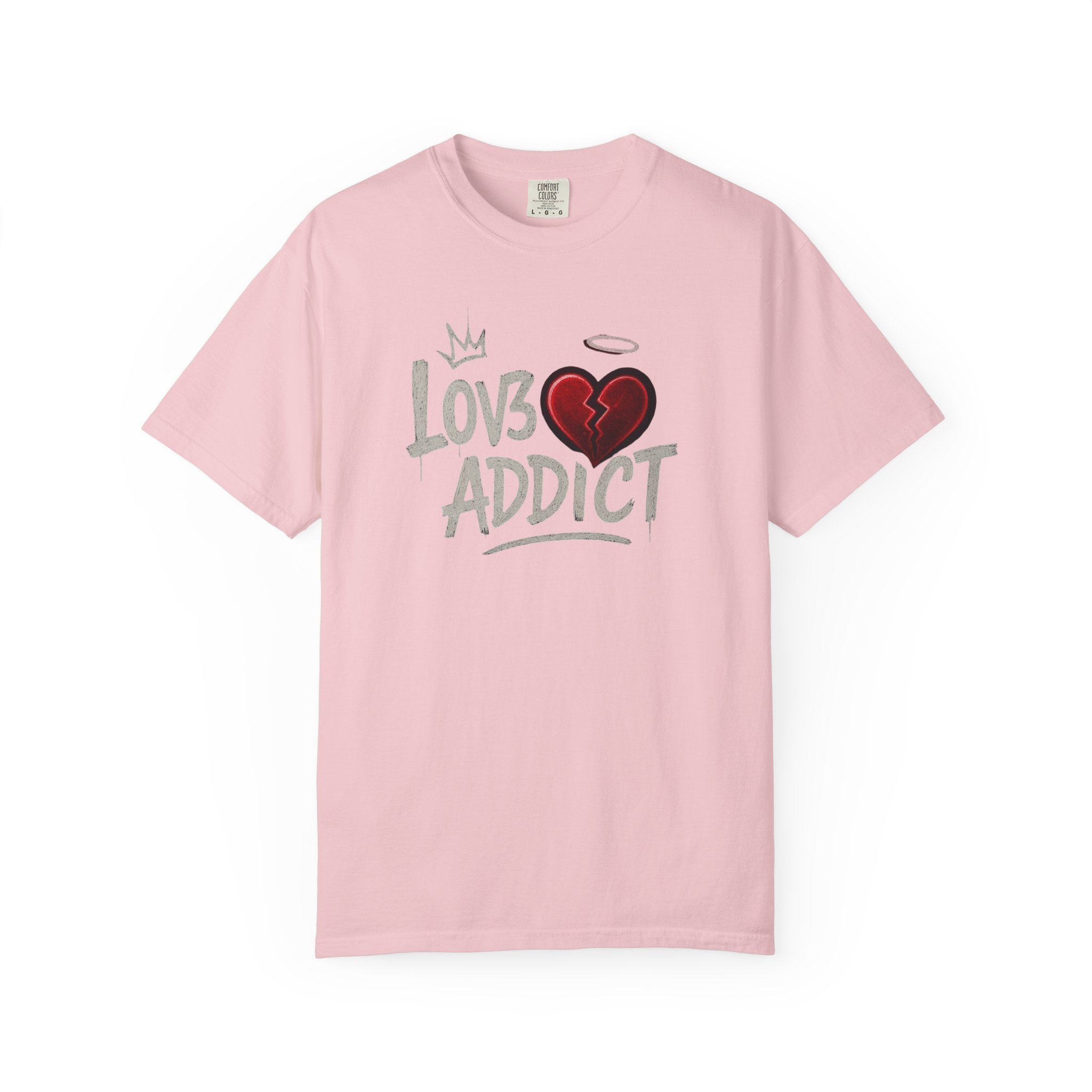 Lov3 Addict broken heart graphic T-Shirt | hand-drawn graffiti heart tee