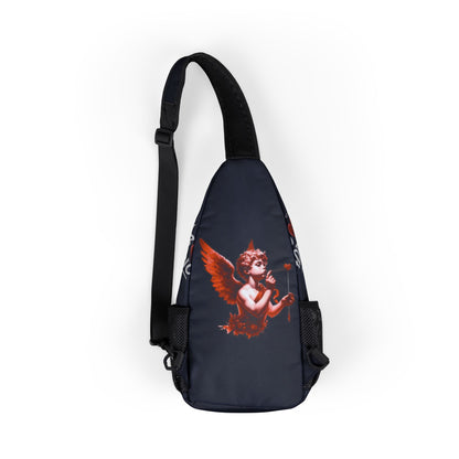 Chest Bag — Black "Lov3 Addict" Cupid Sling Bag