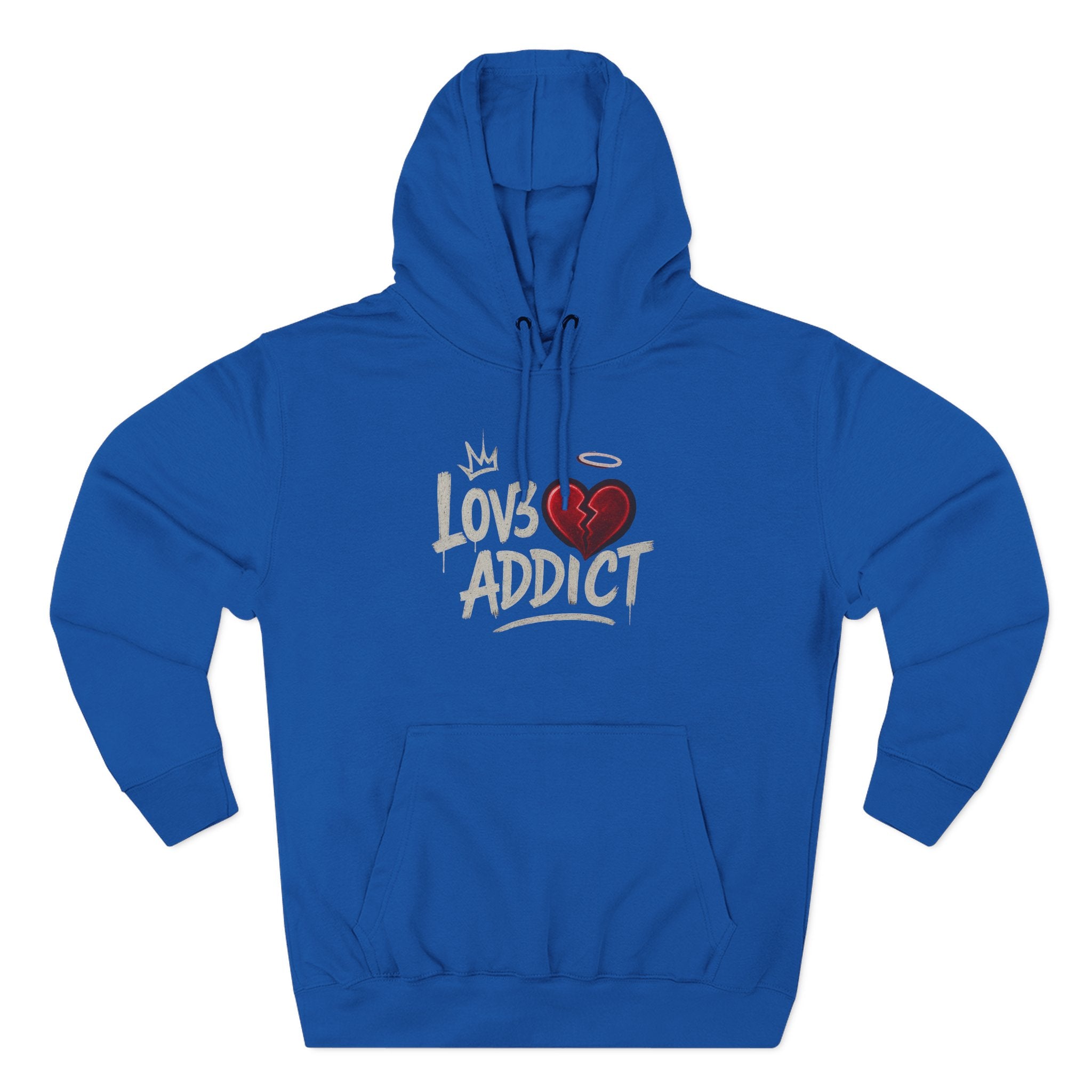 Hoodie - 'Lov3 Addict' Red Cupid Graphic Fleece Hoodie