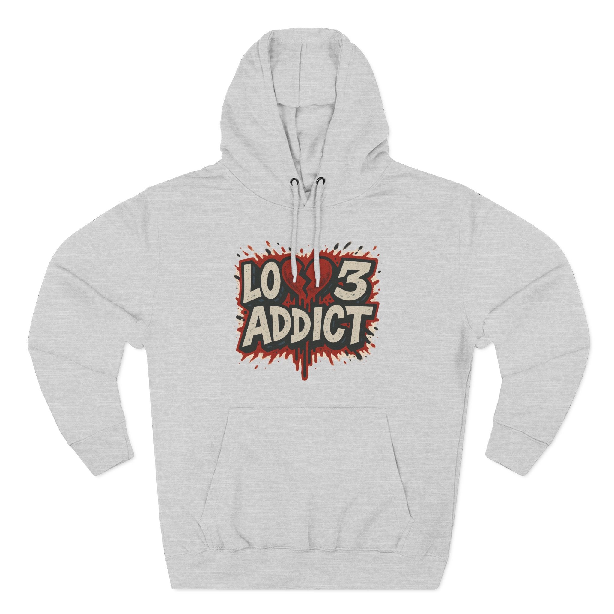 Hoodie - 'Lov3 Addict' Red Cupid Graphic Fleece Hoodie