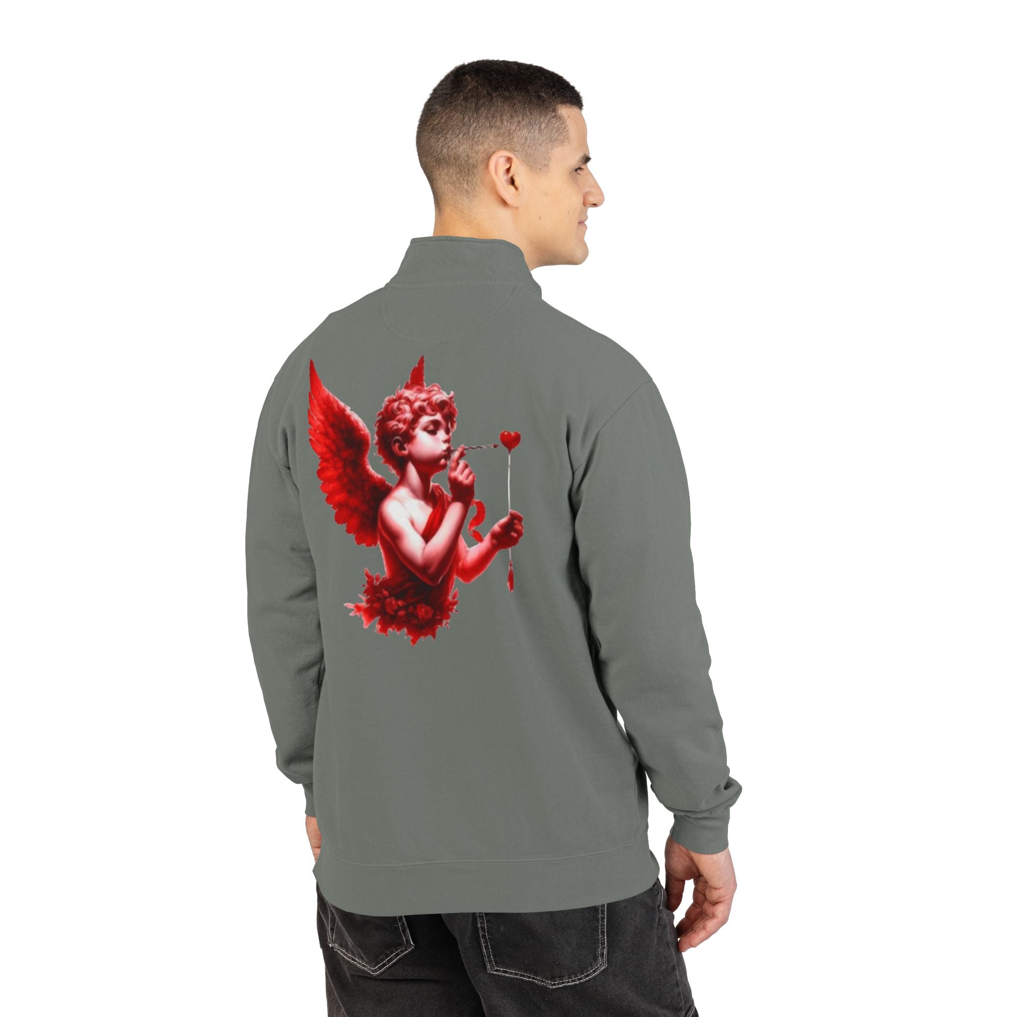 Cupid Cherub Quarter-Zip Sweatshirt — Lov3 Addict Graphic Pullover