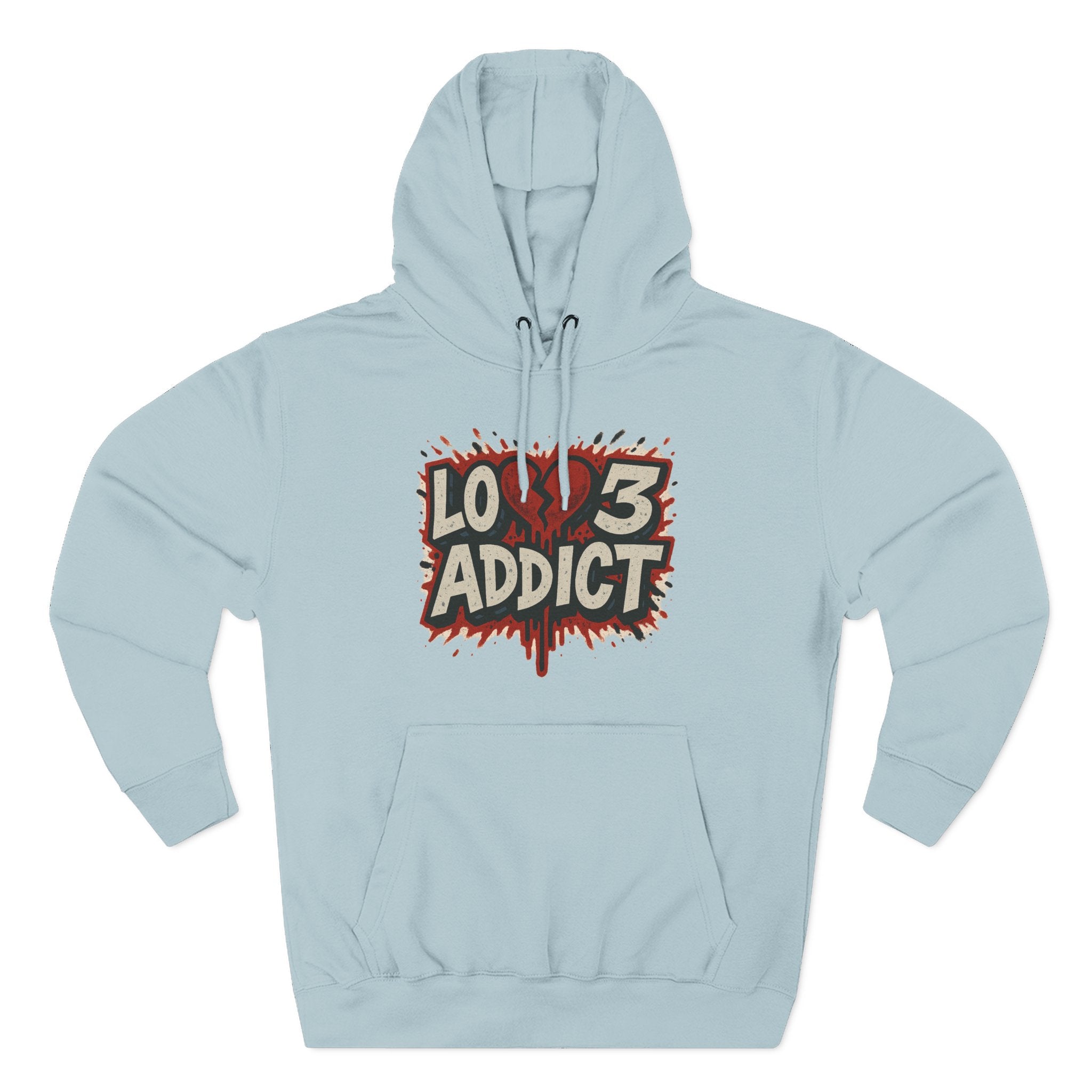 Hoodie - 'Lov3 Addict' Red Cupid Graphic Fleece Hoodie