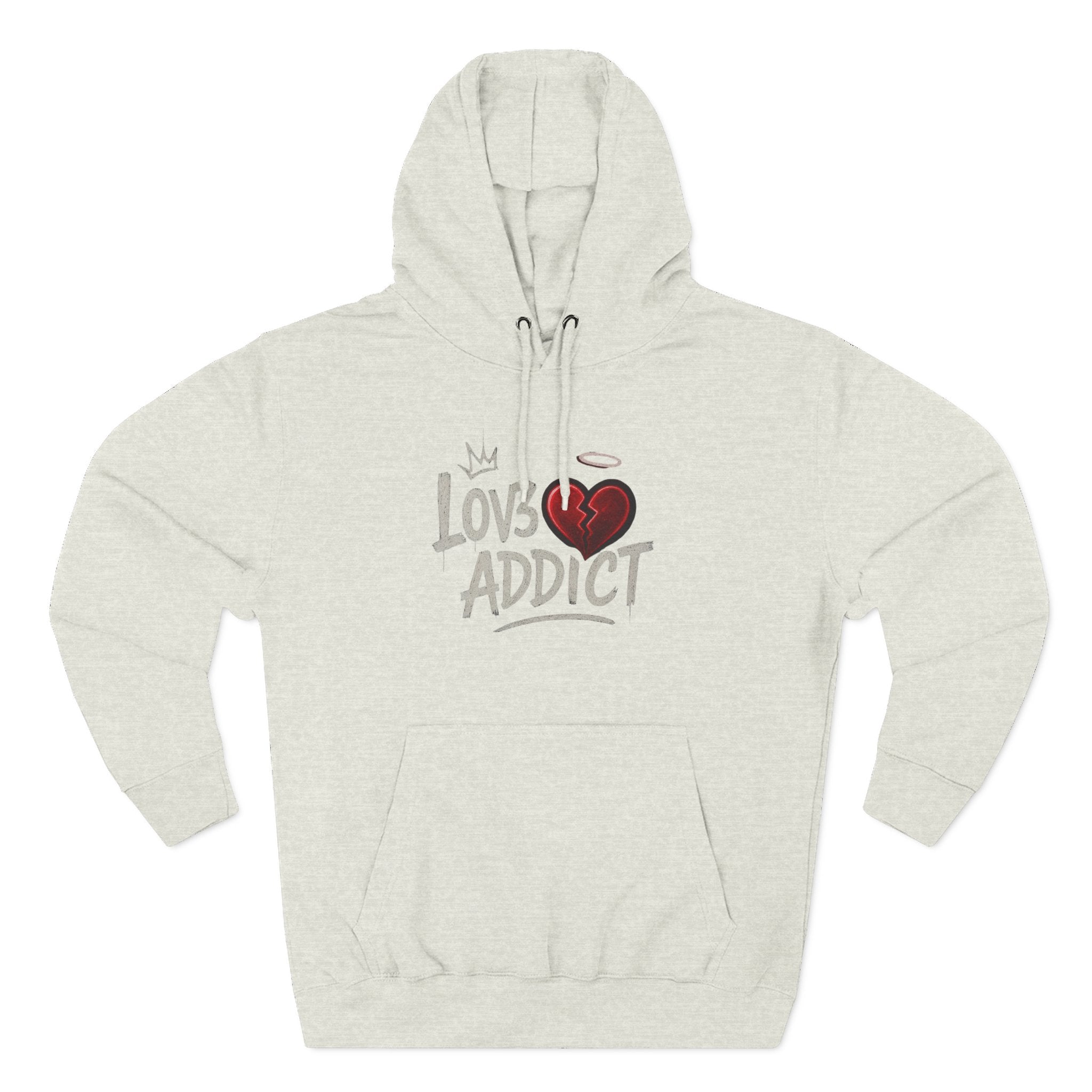 Hoodie - 'Lov3 Addict' Red Cupid Graphic Fleece Hoodie