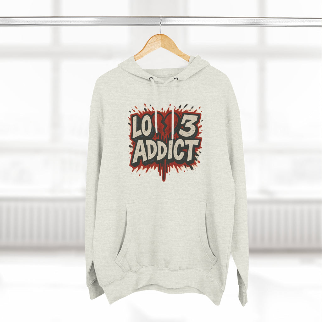 Hoodie - 'Lov3 Addict' Red Cupid Graphic Fleece Hoodie