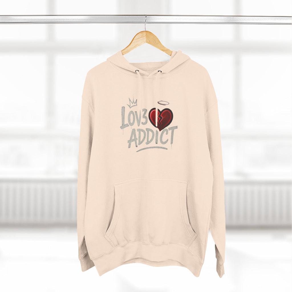 Hoodie - 'Lov3 Addict' Red Cupid Graphic Fleece Hoodie