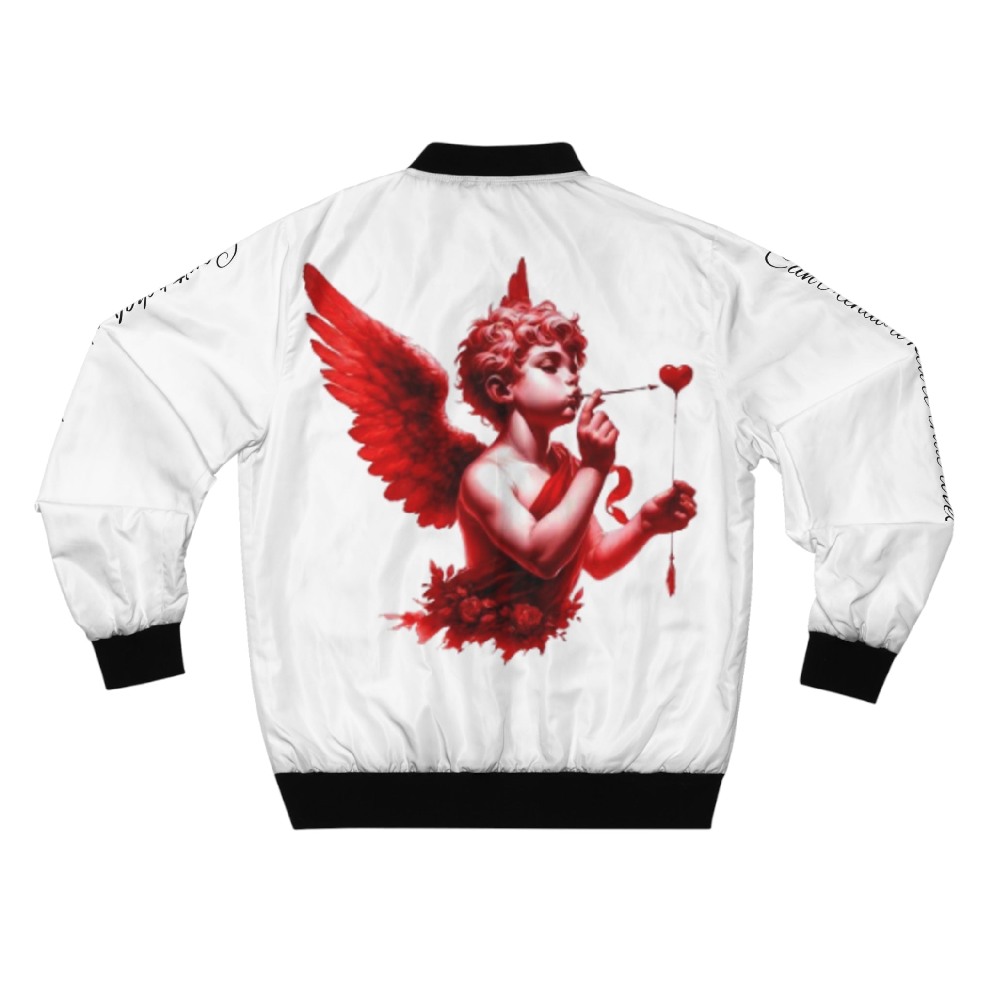 Lov3 Addict Bomber Jacket — Red Cherub Heart AOP