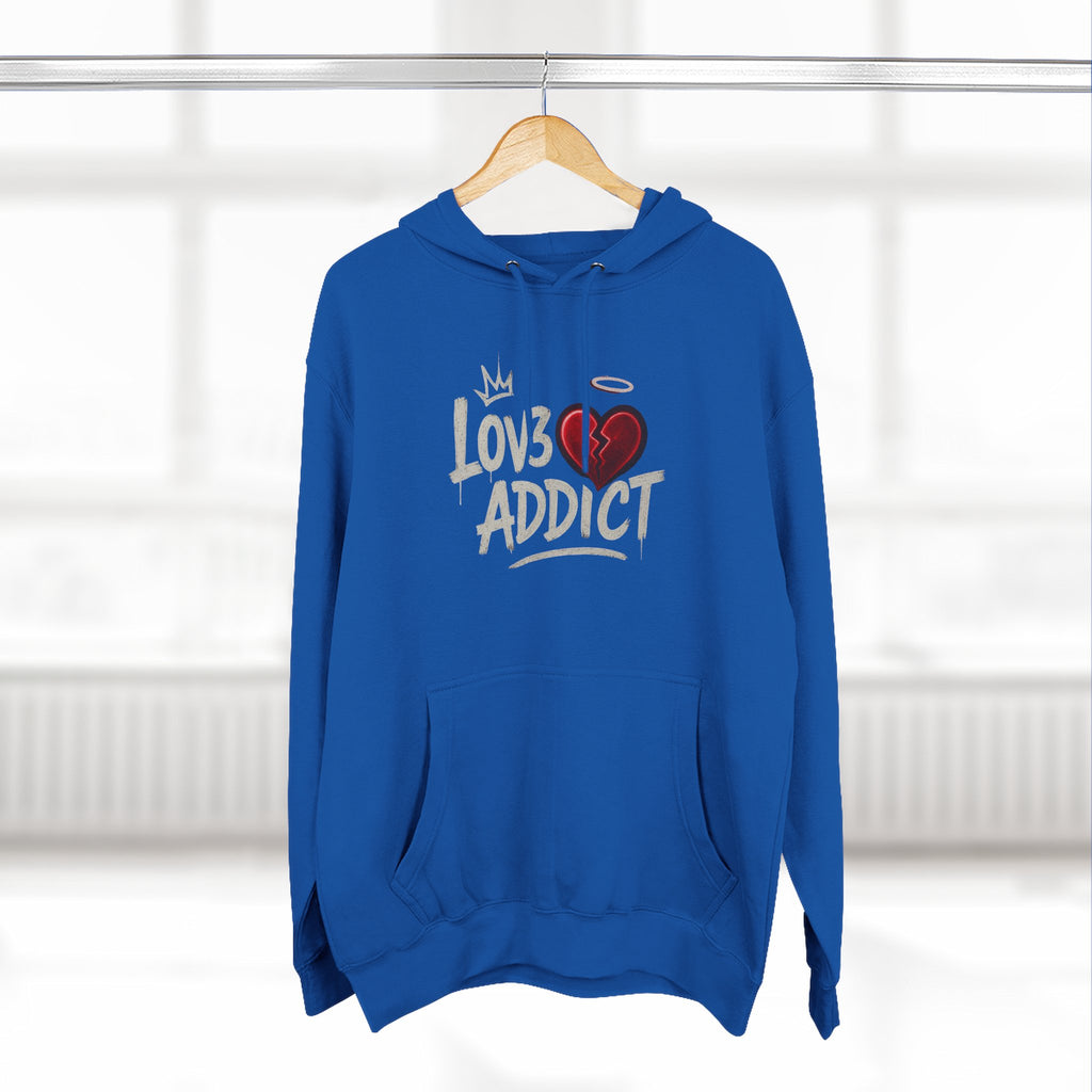 Hoodie - 'Lov3 Addict' Red Cupid Graphic Fleece Hoodie