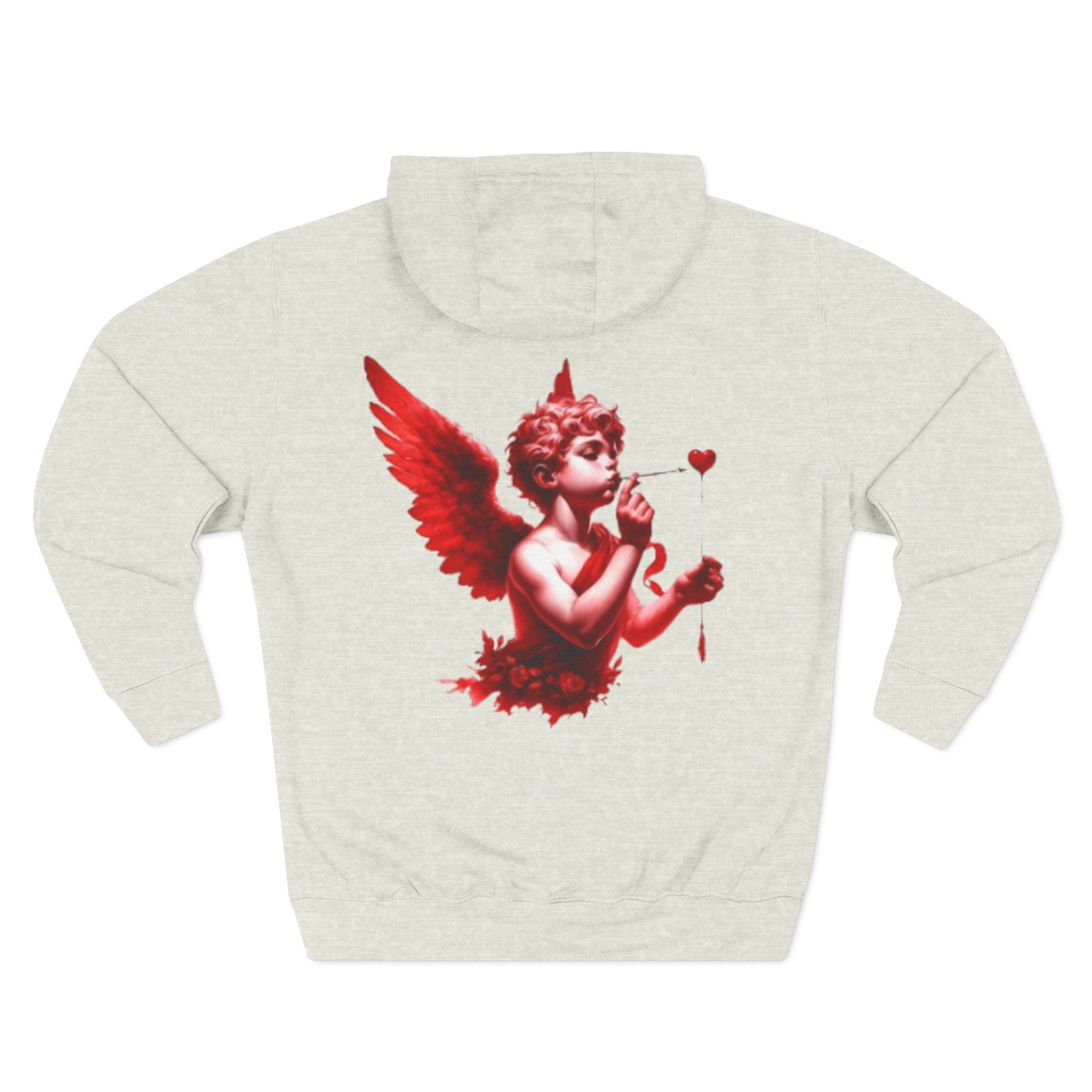 Hoodie - 'Lov3 Addict' Red Cupid Graphic Fleece Hoodie